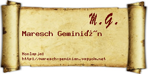 Maresch Geminián névjegykártya